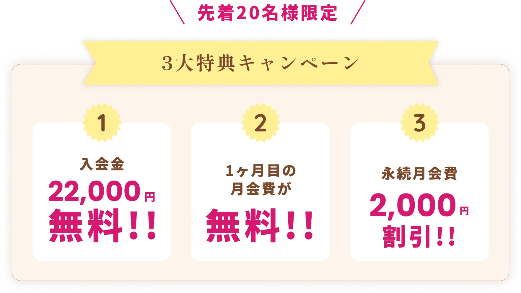 開店記念！3大特典キャンペーン